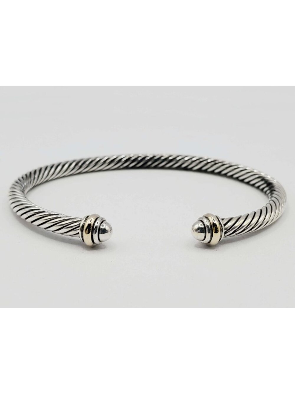 David Yurman Classic Cable Cuff Bracelet 4mm Sterling Silver 18k Gold Medium